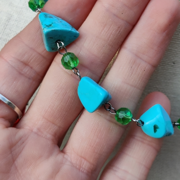 Sterling silver turquoise and crystal necklace - Picture 8 of 8